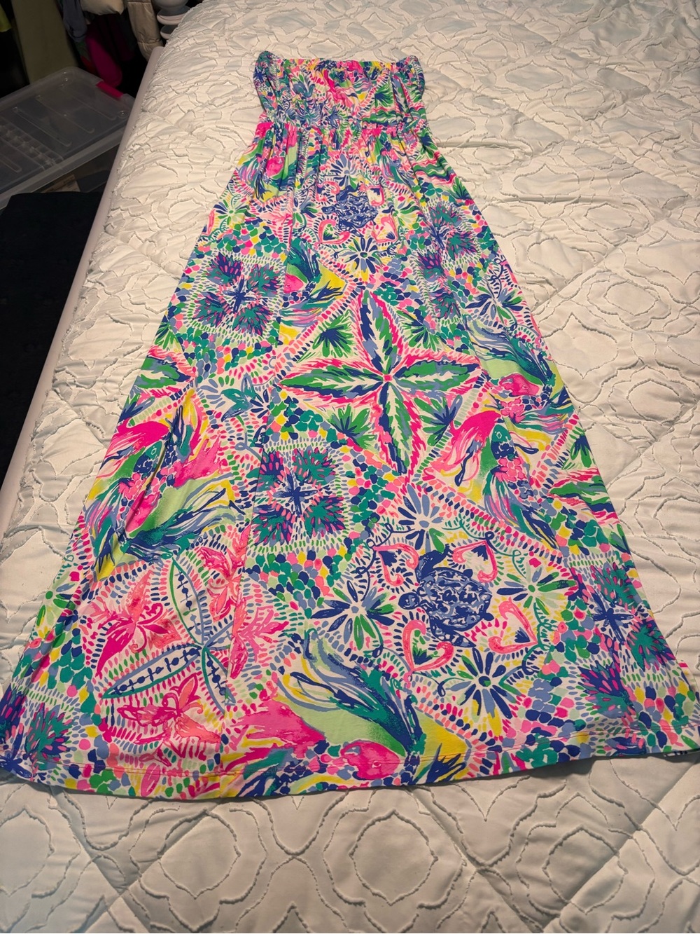 Lilly Pulitzer Neon Floral Strapless Maxi Skirt